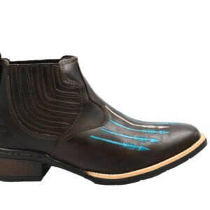 Bota Masculina Couro Texana Bico Quadrado Flecha