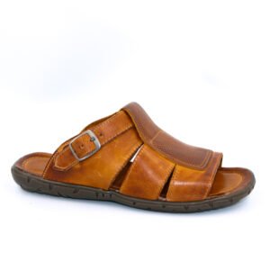 Sandália Chinelo De Couro Masculino Avelã Milão