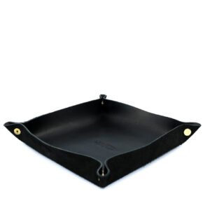Organizador de Mesa em Couro Porta Treco Preto