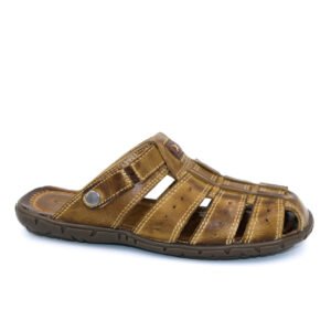 Sandália Chinelo De Couro Masculino Oliva Toscana