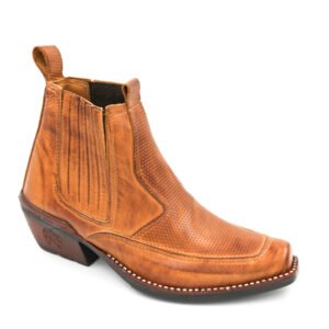 Bota Masculina Couro Texana Bico Quadrado Avelã Tyler