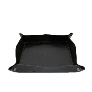 Organizador de Mesa  em Couro Porta Treco Preto Duplo